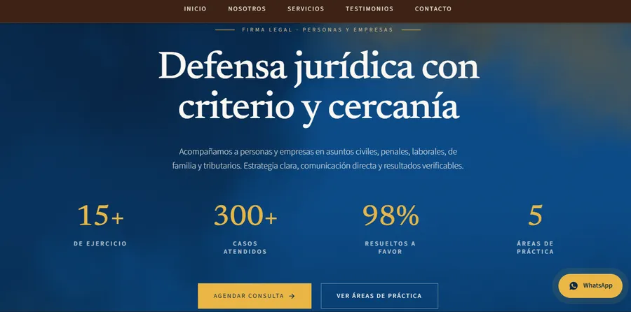 Captura del sitio de Defensa jurídica